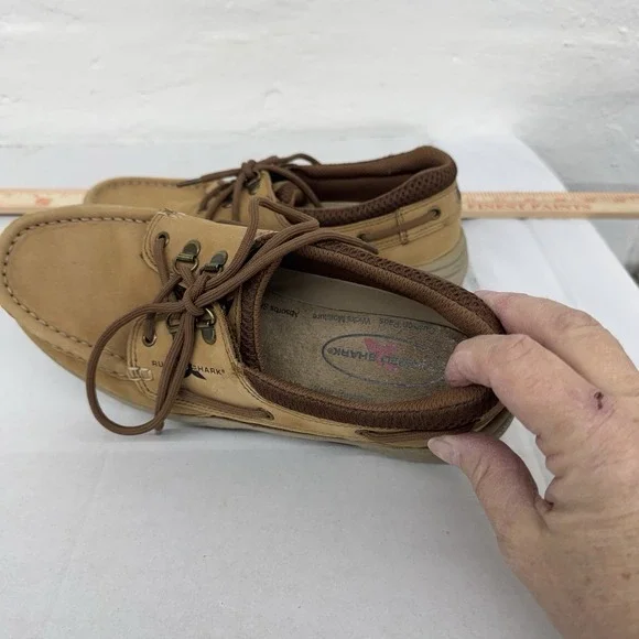 Rugged Shark Brown Tan‎ Leather Boat Shoes Men Size 8 M - Picture 5 of 7